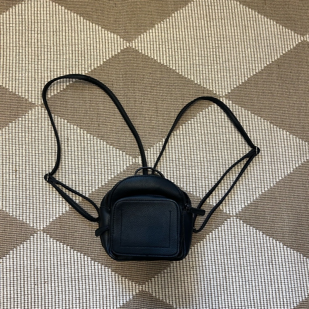 Mini black leather backpack/purse